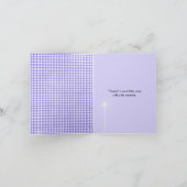 紫感謝していに黒のデイジーとタンポポ カード (内部)