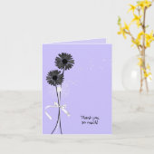 紫感謝していに黒のデイジーとタンポポ カード (黄色い花)