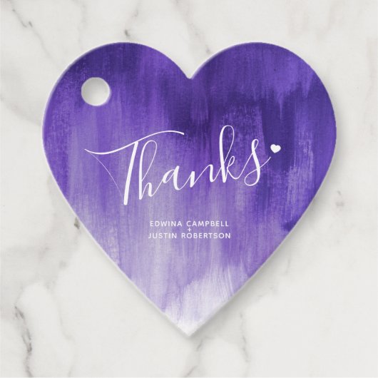 紫感謝してい抽象芸術結婚式の引き出物ラベル フェイバータグ (正面)