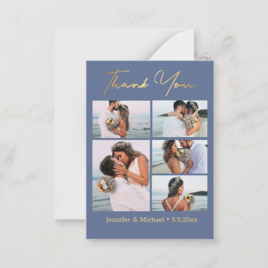 紫感謝してい金ゴールド5枚コラージュ結婚写真 ノートカード (正面)