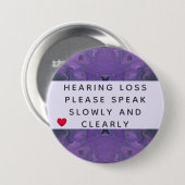 紫抽象芸術ハート難聴3インチ 缶バッジ (正面&裏面)