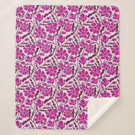 紫抽象芸術ミッドセンチュリーモダンフラワー シェルパブランケット