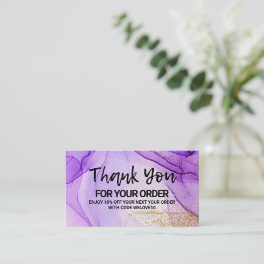 紫抽象芸術水彩名刺 名刺 (スタンド正面)