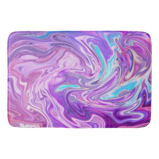 紫抽象芸術液大理石 バスマット (正面)