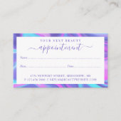 紫抽象芸術虹彩色ホログラフィック美しい 予約カード (正面)