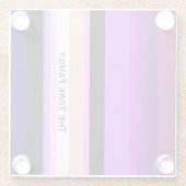 紫数々の色の垂直ストライプ色 ガラスコースター (裏面)