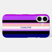 紫数々の色の垂直ストライプ色 Case-Mate iPhoneケース (裏面 (横))