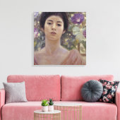 紫日本のの朝顔の女性 キャンバスプリント (インサイチュ (リビング))