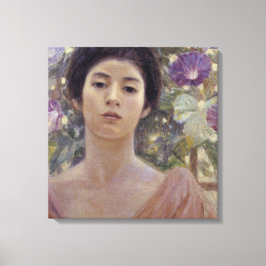 紫日本のの朝顔の女性 キャンバスプリント