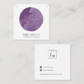 紫星水彩円スタッドイヤリングディスプレイ スクエア名刺 (正面/裏面)