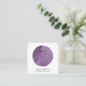 紫星水彩円スタッドイヤリングディスプレイ スクエア名刺 (スタンド正面)