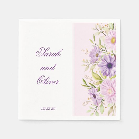 紫最高のの結婚フローラ スタンダードカクテルナプキン (正面)