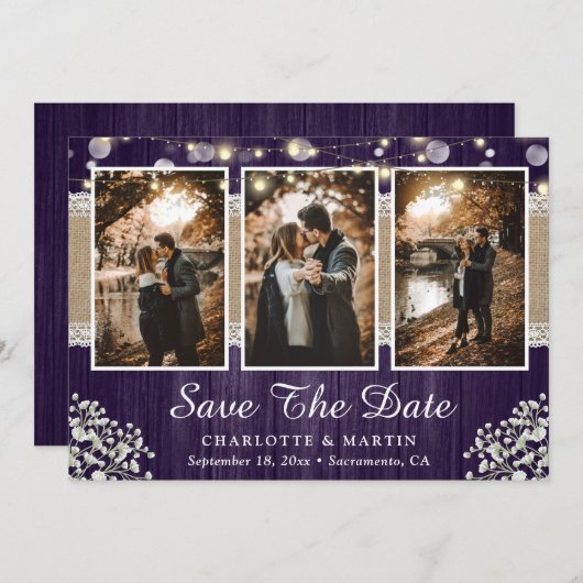 紫木素朴赤ちゃんの息の結婚写真 セーブザデート (正面/裏面)