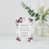 紫桃色の牡丹の花の金ゴールド結婚の詳細 エンクロージャーカード (スタンド正面)