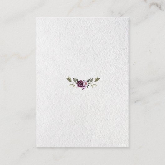 紫桃色の牡丹の花の金ゴールド結婚の詳細 エンクロージャーカード (裏面)