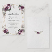 紫桃色の牡丹の花の金ゴールド結婚の詳細 エンクロージャーカード (正面/裏面)