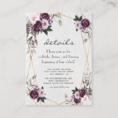 紫桃色の牡丹の花の金ゴールド結婚の詳細 エンクロージャーカード (正面)