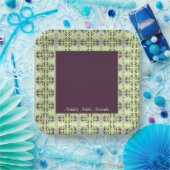 紫梅フローラ パターン（の模様が）ある ペーパープレート (パーティー)