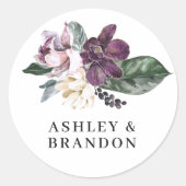 紫梅植物名入り ラウンドシール (正面)