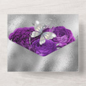 紫梅銀蝶きらめくグリッターバラ  オールインワン招待状 (裏面)