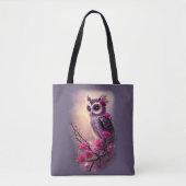 紫梟とピンクの花 トートバッグ (正面)