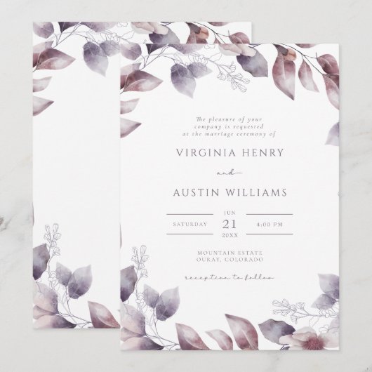 紫植物学結婚院 招待状 (正面/裏面)