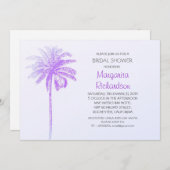 紫椰子の木ビーチブライダルシャワー招待状 招待状 (正面/裏面)