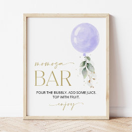 紫気球、ユーカリ、緑、桃砂バー ポスター