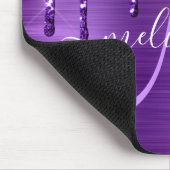 紫水ガーリー滴グリッターブラシ金属モノグラム マウスパッド (コーナー)