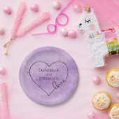 紫水彩ハートラブズ結婚ブライダルシャワー ペーパープレート (パーティー)