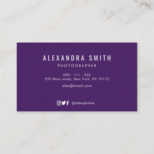 紫水彩フローラのロゴ写真家 名刺 (裏面)