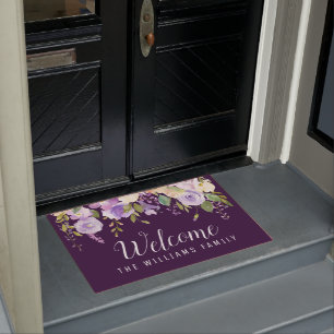 紫水彩フローラウェルカム ドアマット