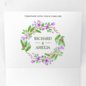 紫水彩フローラリース写真 三つ折り招待状 (内部最初)