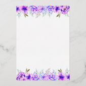 紫水彩花フローラ結婚銀 箔招待状 (裏面)