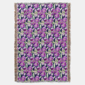 紫水彩花花文様 スローブランケット (正面縦)