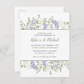 紫水彩藤結婚フローラ インビテーションポストカード (正面/裏面)