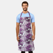 紫水彩蝶パタガーリーン可愛 エプロン (着用した状態)