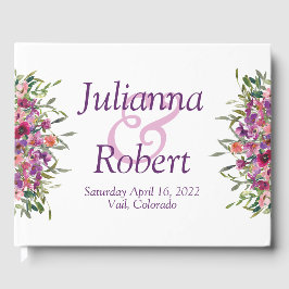 紫水彩野花結婚のゲストブック ゲストブック