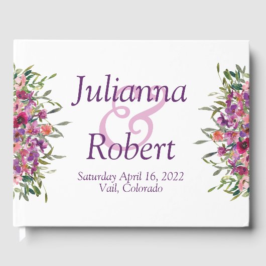 紫水彩野花結婚のゲストブック ゲストブック (正面)