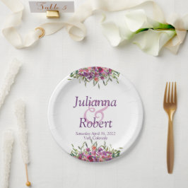 紫水彩野花結婚の紙 ペーパープレート