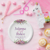 紫水彩野花結婚の紙 ペーパープレート (パーティー)