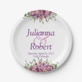 紫水彩野花結婚の紙 ペーパープレート (正面)