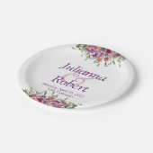 紫水彩野花結婚の紙 ペーパープレート (アングル)