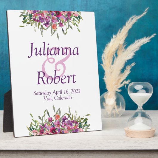 紫水彩野花結婚斑 フォトプラーク (側面)