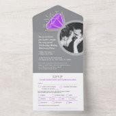 紫水晶6周年結婚記念日のディナー全て オールインワン招待状 (内側)