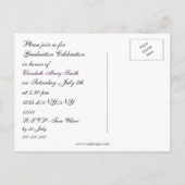 紫水玉模様デイジー写真卒業招待状 インビテーションポストカード (裏面)