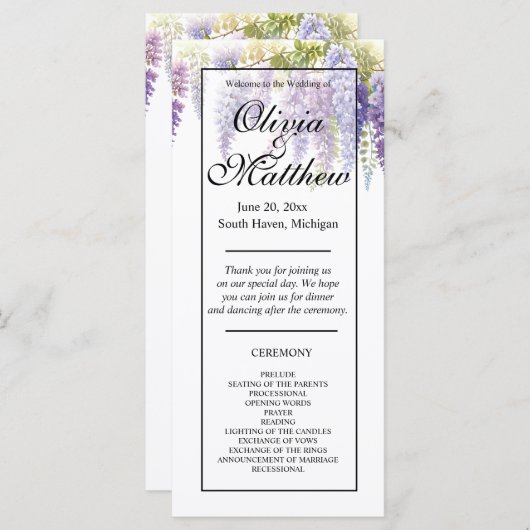 紫水色エレガント藤の結婚式 (正面/裏面)