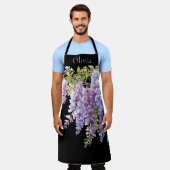 紫水色エレガント藤フローラ エプロン (着用した状態)