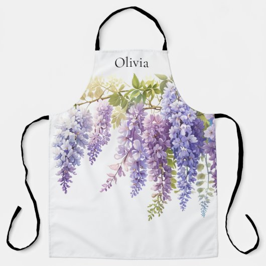 紫水色エレガント藤フローラ エプロン (正面)