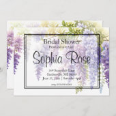 紫水色エレガント藤ブライダルシャワー 招待状 (正面/裏面)